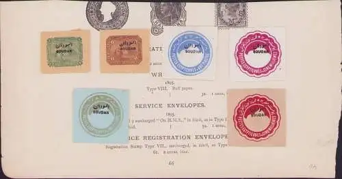 B15416 6 Ganzsachen Ausschnitte Soudan Sudan Aufdrucke auf Ägypten um 1890