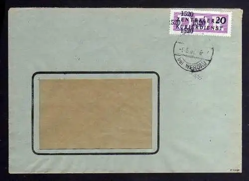B1568 DDR ZKD 11 DD Schmitzdruck schwarze Farbe Kontrollzahl 1520 Brief Werdau F