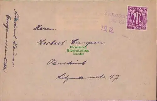 B15613 Brief BAZ 15 Notstempel Georgsmarienhütte (Kr. Osnabrück ) + Datum 10.12.