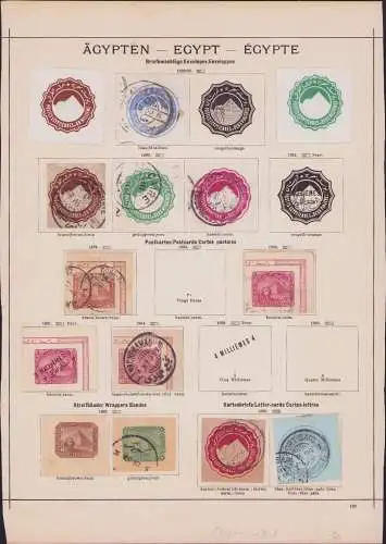 B15487 14 Ganzsachen Ausschnitte Ägypten Egypt Cairo Port Said 1888 Pyramide