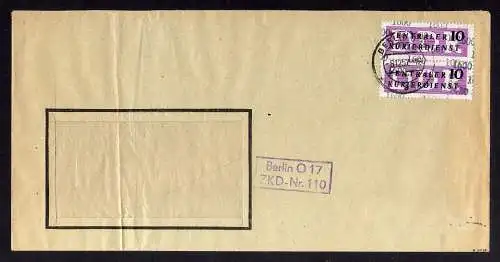 B1580 DDR ZKD 2x 10 Kontrollzahl 1600 Brief Berlin geprüft BPP ZKD Nr. 110 Deuts
