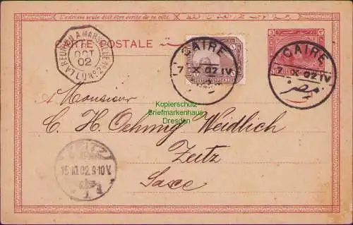 B15835 Ganzsache Ägypten Egypt Kairo 1902 Franz. Seepost La Reunion a Marseille