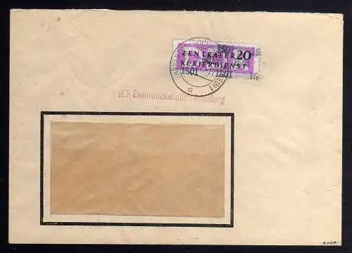B1560 DDR ZKD 15 Kontrollzahl 1501 Brief Annaberg geprüft BPP VEB Elektroinstall