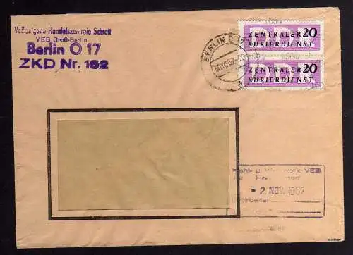 B1616 DDR Aufdruck Kontrollzahlen 1604 Berlin ZKD 2x 15 Brief Handelszentrale Sc