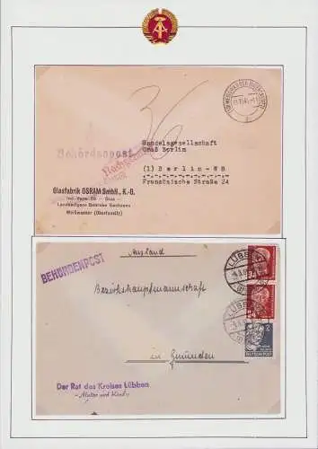 B15943 DDR ZKD 2x Brief Vorläufer Behördenpost Lübben nach Gnunden Österreich
