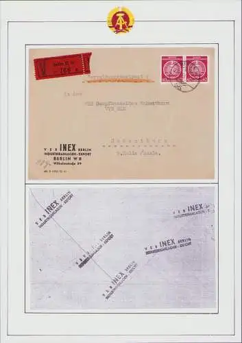 B15978 DDR ZKD Brief Verwaltungswertpost Wert-Zettel V rot Pergamin 1955 5. Per