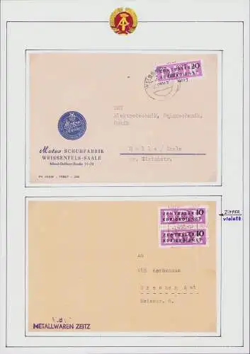 B16020 DDR ZKD 2x Brief B 15 8017 Weißenfels 2x 10 8019 violett Zeitz