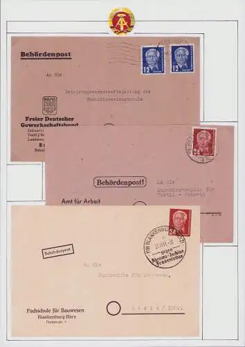 B15945 DDR ZKD 3x Brief Vorläufer Behördenpost Dresden vorgedruckt Erfurt 1951