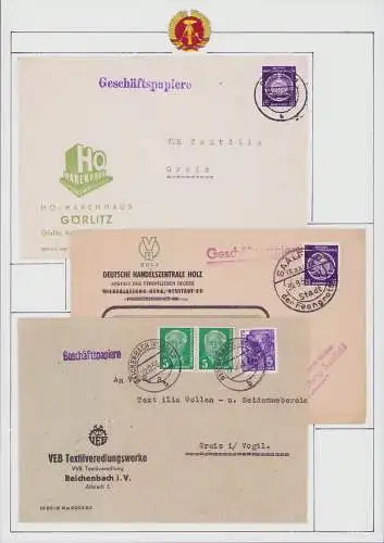 B15952 DDR ZKD 3x Brief anstelle Behördenpost jetzt Geschäftspost D 7 1. Porto