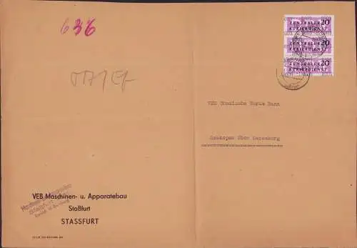 B16011 DDR ZKD Brief 3x 15 8003 Bernburg nach Schkopau über Merseburg 1957
