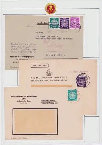 B15948 DDR ZKD 3x Brief Behördenpost Geschäftspapiere Greiz Zehdenik Gera an