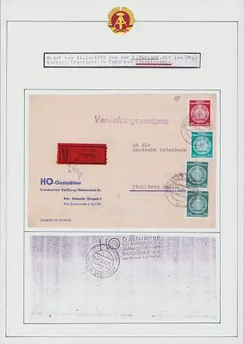 B15976 DDR ZKD Brief Verwaltungswertpost Wert-Zettel V rot Pergamin 1955 5.