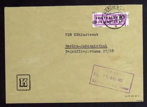 B1609 DDR Aufdruck Kontrollzahlen 1602 Berlin ZKD 14 Brief VEB Kälte Berlin VEB