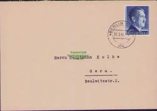 B16717 Deutsches Reich 1942 802 A FDC Berlin SW 68 Versandstelle vfs 5.- Hitler