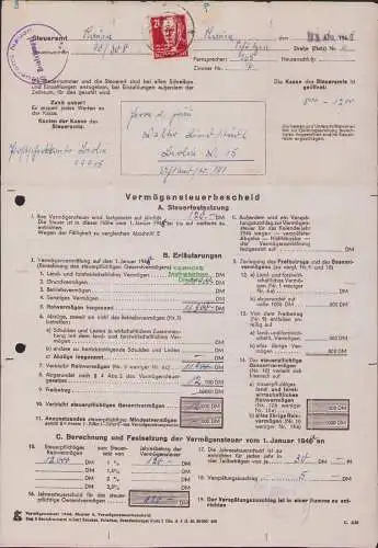 B16832 SBZ Nauen 1949 Drucksache Mitteilung Steuernummer Faltbrief