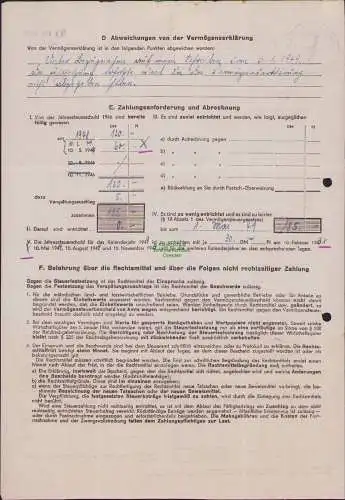 B16832 SBZ Nauen 1949 Drucksache Mitteilung Steuernummer Faltbrief