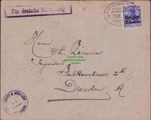B16793 Deutsche Bestezung Belgien seltener Bahnpost Stempel Lüttich-Bleyberg-Aac