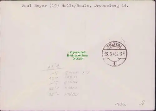 B16944 Einschreiben Halle Saale Westsachsen Thüringen Ostsachsen Sammlerbrief