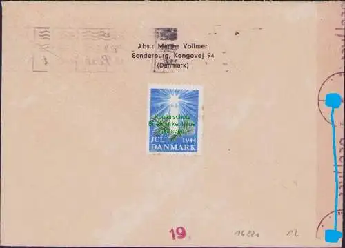 B16821 Brief Dänemark Sonderborg ins Deutsches Reich 1944 Zensur OKW Ober