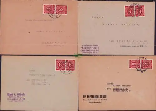 B16875 9x Ortsbrief Dresden 1946 an Wirtschaftsprüfer Erfurth je Alliierte Bes.