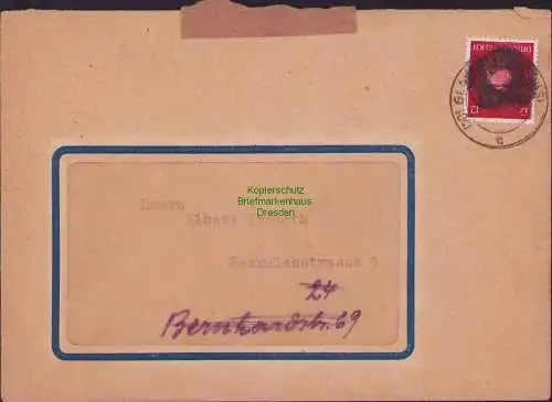 B16849 Brief Sächsische Schwärzung SBZ Glauchau …6.45