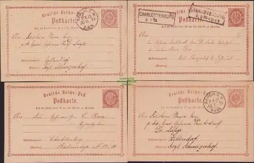 B17085 DR Deutsches Reich 4x Ganzsache Berlin 1875 Charlottenburg 1874