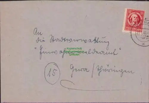B17275 Brief SBZ Thüringen Gotha an Einwohnermeldeamt Gera 1946