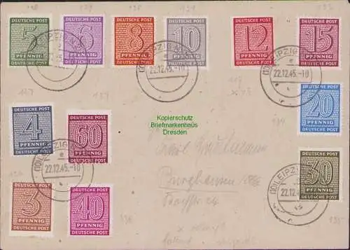 B17230 SBZ Satzbrief 126 - 137 blanko gestempelt Leipzig 22.12.45 1945