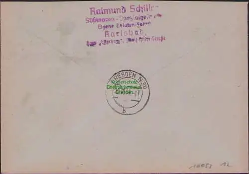 B17453 Einschreiben R-Brief 581 an Gebr. Hörmann A.-G. Karlsbad 1943