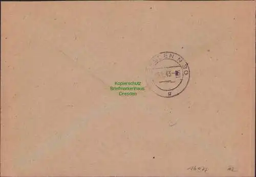 B17477 Einschreiben R-Brief an Gebr. Hörmann A.-G. Leutersdorf Oberlausitz 1943