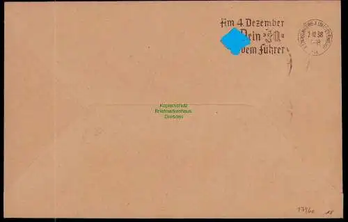 B17960 Brief DR Deutsches Reich Fahrt ins Sudetenland 1938 Frankfurt am Main 667