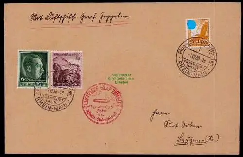 B17962 Brief DR Deutsches Reich Fahrt ins Sudetenland 1938 Frankfurt am Main 672