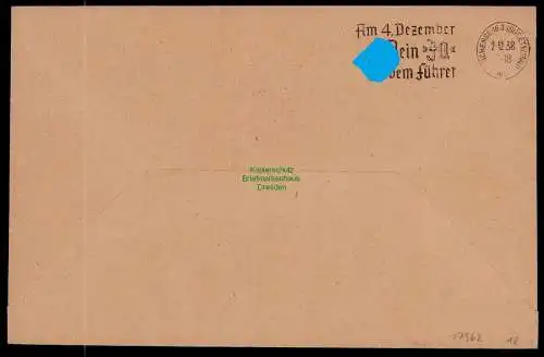 B17962 Brief DR Deutsches Reich Fahrt ins Sudetenland 1938 Frankfurt am Main 672