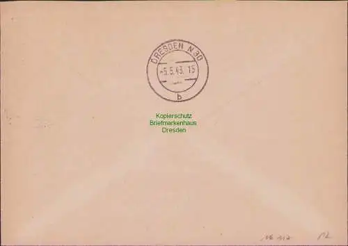 B17517 Einschreiben R-Brief 180 an Gebr. Hörmann A.-G. Schoppinitz Oberschl 1943