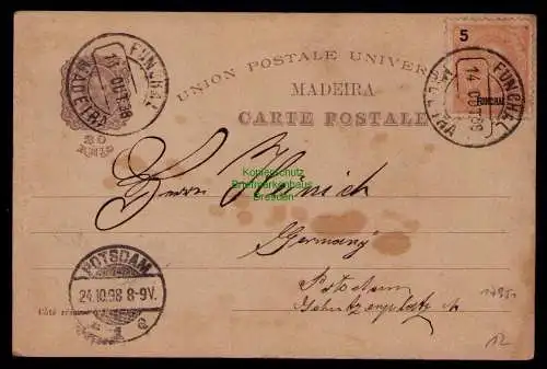 B17951 Ganzsache Funchal Madeira nach Potsdam 1898 Indiens 400. Jahrestag