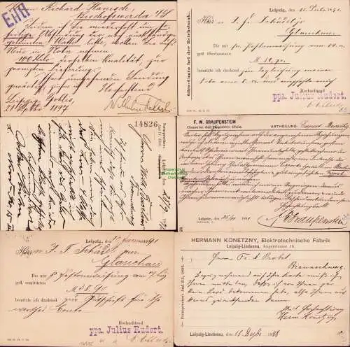 B17935 6 Postkarten Leipzig 1891 - 1898 DR 46 Gohlis Schokoladen Fabrik Lindenau