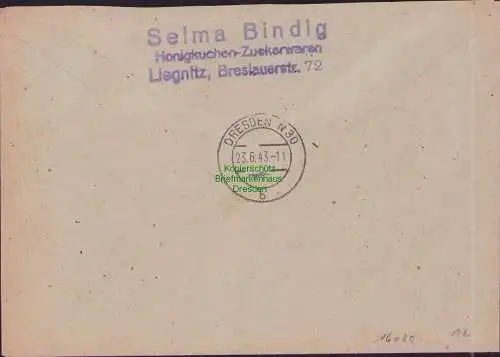 B17480 Einschreiben R-Brief 528 an Gebr. Hörmann A.-G. Liegnitz 3 1943