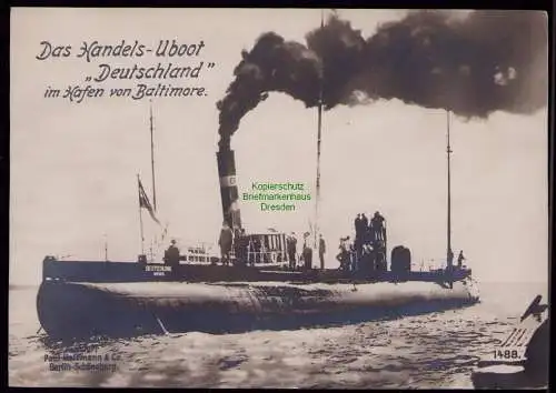 B18025 große AK 17,2 x 12,1 cm Das Handels U-Boot Deutschland Baltimore 1916