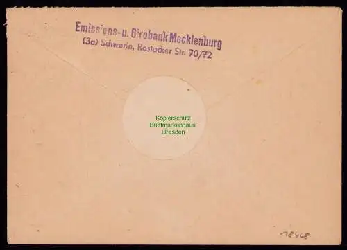 B18468 Brief Schwerin Meckl. 1948  SST Versicherungsanstalt Zahlungsverkehr