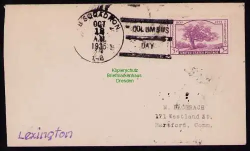 B18321 USA 376 Brief 1935  U. S. S. Squadron Columbus Day to Hartford Conn Brief