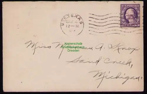 B18293 USA Brief 1919  U. S. S. Texas to Sand Creek Michigan  Brief