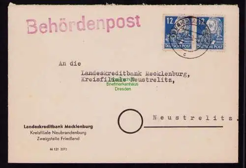 B18347 Brief Friedland Meckl. 1949   Behördenpost