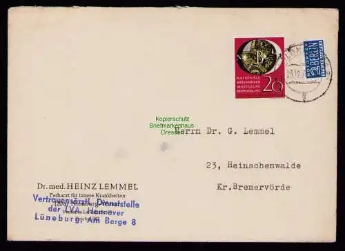 B18561 BRD Deutschland 1951 Brief Mi. 142 Wuppertal  Lüneburg Heinschenwalde