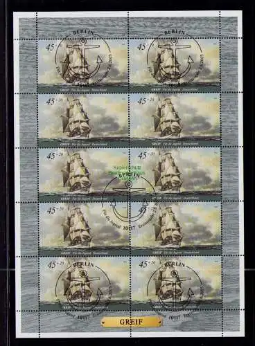 B18920 Deutschland 2005 Mi. 2464 - 2468 Jugend Großsegler Zehnerbogen gemischt