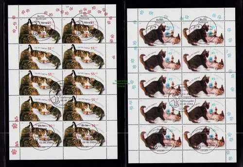 B18914 Deutschland 2004 Mi. 2402 - 2406 Jugend Katzen Zehnerbogen gemischt gest
