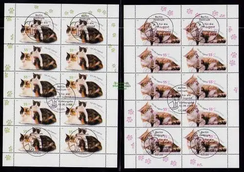 B18914 Deutschland 2004 Mi. 2402 - 2406 Jugend Katzen Zehnerbogen gemischt gest