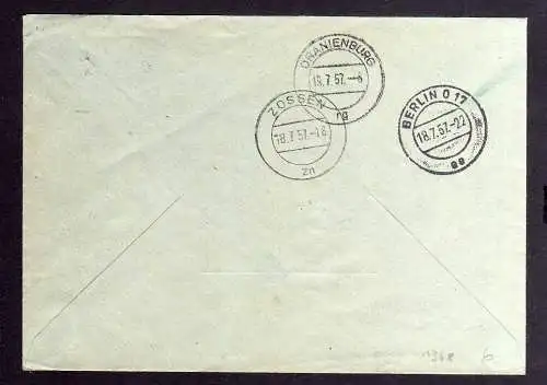B1868 DDR ZKD 15 Kontrollnummer 4014 Brief Rangsdorf VEB (K) Bau Zossen geprüft