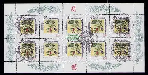 B18890 Deutschland 2001 Mi. 2161 L. Fuchs Zehnerbogen gemischt gestempelt / **