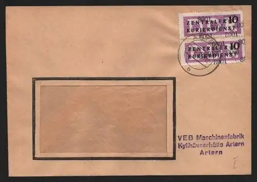 B14004 DDR ZKD Brief 1957 2x10 8001 Artern VEB Maschinenfabrik Kyffhäuserhütte A