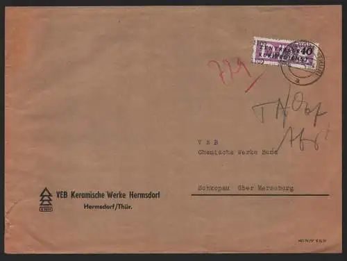 B14109 DDR ZKD Brief 1957 12 1109 Stadtroda VEB Keramische Werke Hermsdorf Thür.